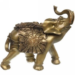 Статуэтка Слон с резной попоной, 30*30 см (антич.золото, гипс)