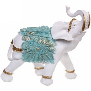 Статуэтка Слон с резной попоной, 32*30 см (белый, гипс)