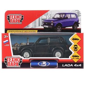 LADA4X4-BK ТМ Технопарк. Машина металл "LADA 4x4" 12см, открыв. двери, инерц., ЧЕРНЫЙ. в кор. в кор.2*36шт