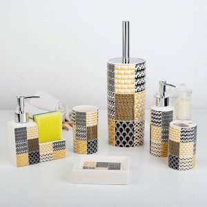 Набор аксессуаров для ванной комнаты «Геометрия», 6 предметов (мыльница, 2 дозатора для мыла, 2 стакана, ёрш)