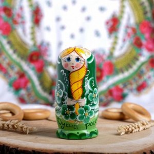 Матрёшка 3-х кукольная «Душа России», зелёная, 11 см