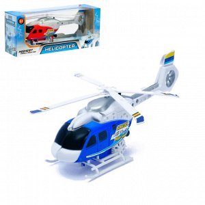 Вертолёт заводной «Спасатель», световые и звуковые эффекты, цвет синий