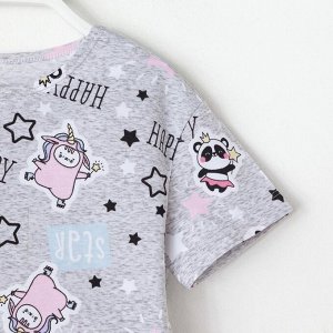 Футболка для девочки KAFTAN "Happy" р.30 (98-104), серый