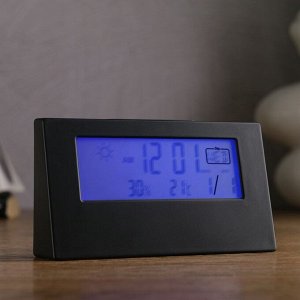 Часы электронные "Казерта" (будильник, дата, термометр, гигрометр) 13?7.5?3 см