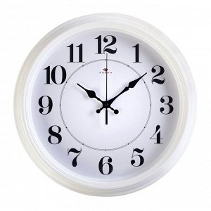 Часы настенные круглые "Классика", микс  Рубин  35 см белые, ободок белый,
