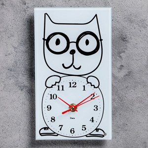 Часы настольные прямоугольные "Котик в очках", 22х13 см