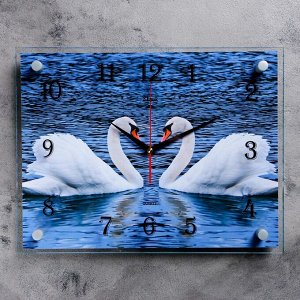 Часы настенные, серия: Животный мир, "Пара лебедей", 30х40  см, в ассортименте