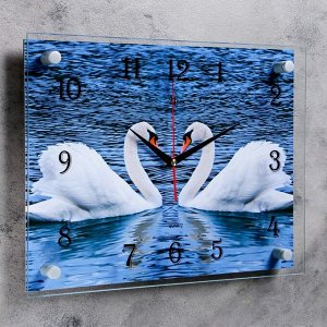 Часы настенные, серия: Животный мир, "Пара лебедей", 30х40  см, в ассортименте