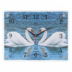 Часы настенные, серия: Животный мир, "Пара лебедей", 30х40  см, микс