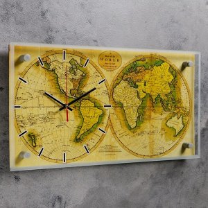 Часы настенные, серия: Интерьер, &quot;Карта мира&quot;, 26х52 см