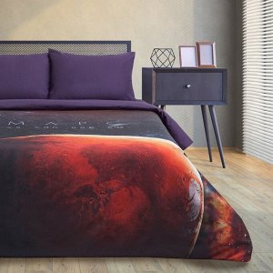 Постельное бельё 1.5-спальное «Этель» Red planet, мако-сатин