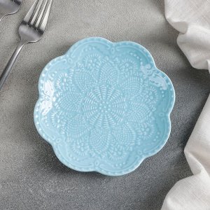 Тарелка десертная Доляна «Сьюзен», d=15,5 см, цвет голубой