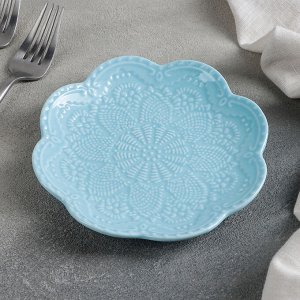 Тарелка десертная Доляна «Сьюзен», d=15,5 см, цвет голубой