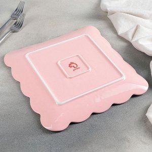 Тарелка квадратная Доляна «Сьюзен», 26,5х26,5 см, цвет розовый