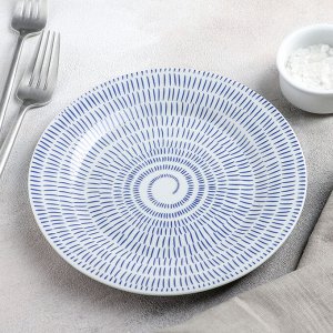 Тарелка пирожковая «Антик», 19,5 см, цвет белый/синий