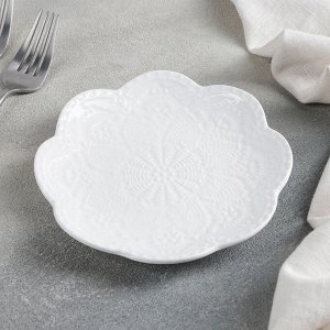 Тарелка десертная Доляна «Сьюзен», d=15,5 см, цвет белый