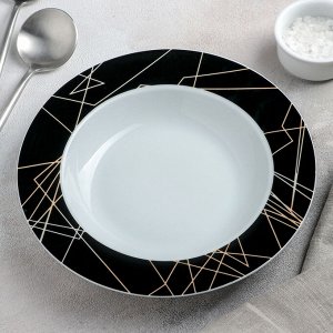 Тарелка суповая  «Кассиопея», 300 мл, d=21 см, цвет белый/чёрный