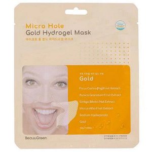 Восстанавливающая гидрогелевая маска с коллоидным золотом BeauuGreen Micro Hole Gold Hydrogel Mask, 30 мл