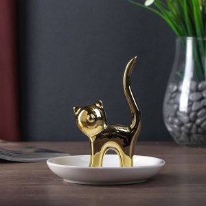 Сувенир Сувенир керамика подставка под кольца "Котёнок" золото 8,2х11х11 см 4556560