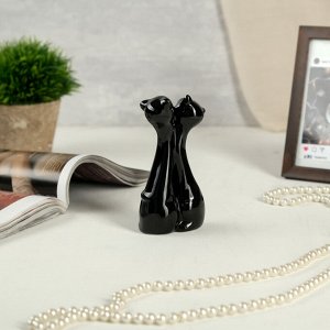 Сувенир керамика "Чёрные кошки - объятия" с золотом 13,5х6,5х4 см