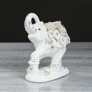 Сувенир-статуэтка "Слон индийский", белый, лепка, 17,5 см, микс