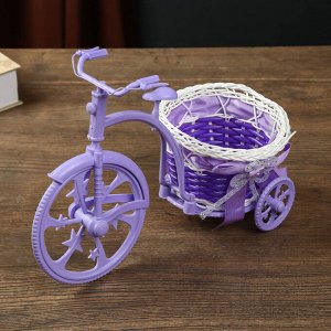 Корзина декоративная "Велосипед фиолетовый с круглым кашпо" 18х25х12 см