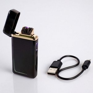 Зажигалка электронная, дуговая, USB, чёрная, 3.5х10х10 см