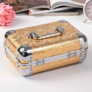 Шкатулка металлокаркас чемодан "Золотые листья " 10х24х16,5 см