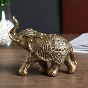 Сувенир полистоун "Бронзовый слон в попоне с кисточками и зеркалами" 16х8,5х20 см