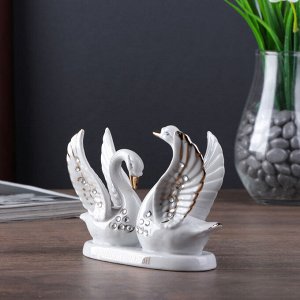 Сувенир керамика "Белые лебеди - Большой любви" стразы 10,5х14х5 см
