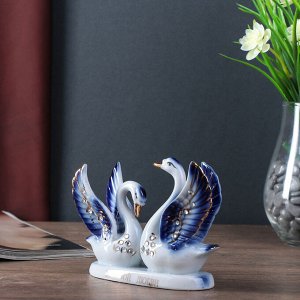 Сувенир керамика "Синие лебеди - Большой любви" стразы 10.5х14х5 см