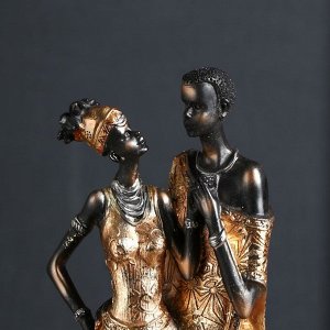 Сувенир полистоун "Парочка из Африки" наряд с золотыми узорами 34,5х9х12 см