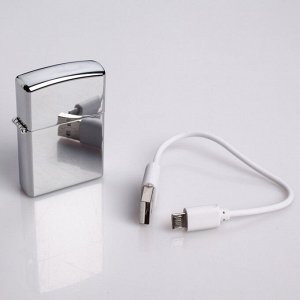 Зажигалка электронная, USB, дуговая, 5.6 х 3.8 х 1.3 см, хром