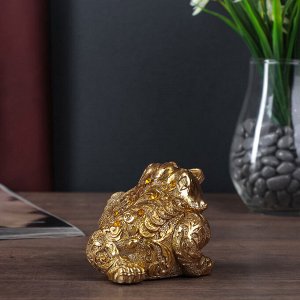 Сувенир полистоун "Золотая денежная жаба" 7,5х11,5х8,5 см