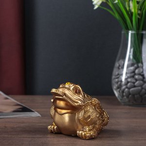 Сувенир полистоун "Золотая денежная жаба" 7,5х11,5х8,5 см