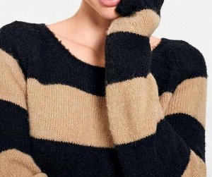 Пуловер, черно-бежевый