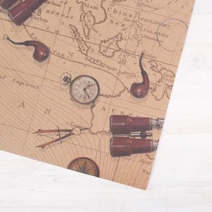 Бумага упаковочная крафтовая «Карта странствий», 50 × 70 см