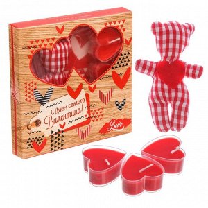 Подарочный набор игрушка и свечи плавающие «С Днем святого Валентина», 15 х 15 см