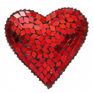 Подсвечник, красное сердце, стекло, 12 х 12 см