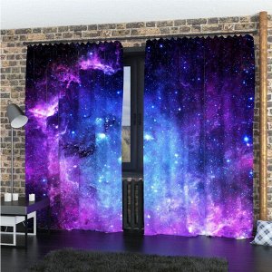 Фотошторы «Фиолетовое звёздное небо», размер 145 х 260 см, блэкаут