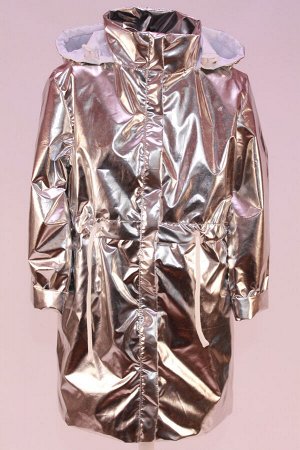 Серебро Современная куртка-плащ для девочек из непромокаемых и непродуваемых тканей с дополнительной пропиткой, которая позволяет изолироваться от проявлений неблагоприятной погодной среды в холодное 