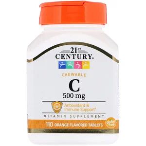 21st Century, Chewable C, 500 mg, 110 Orange Flavored Tab.