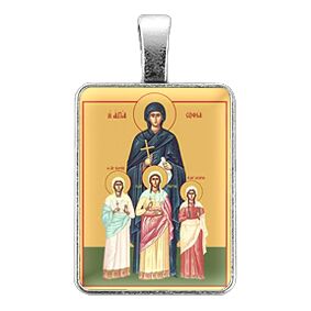 ALE311 Нательная иконка Святые мученицы Вера, Надежда, Любовь и матерь их София