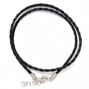 SH003B Кожаный плетёный шнурок с застёжкой, цвет чёрный