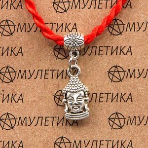 KBV2-045 Шелковая красная нить Будда (защита и духовное развитие), цвет серебр.