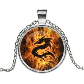 ALK105 Кулон с цепочкой Огненный дракон