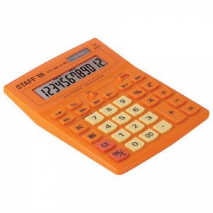 Калькулятор STAFF настольный STF-888-12-RG, 12 разрядов, двойное питание, ОРАНЖЕВЫЙ, 200х150 мм, 250453