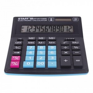 Калькулятор STAFF "PLUS" настольный STF-333-BKBU, 12 разрядов, 200x154 мм, ЧЕРНО-СИНИЙ, 250461