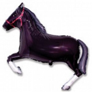 Фольга шар Лошадь черная 42"/ 105 см 1 шт Испания