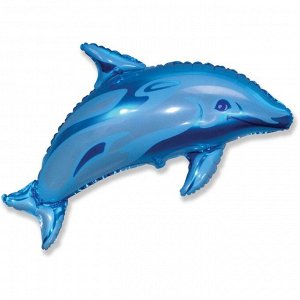 Фольга шар Дельфинчик синий 24"/60 см